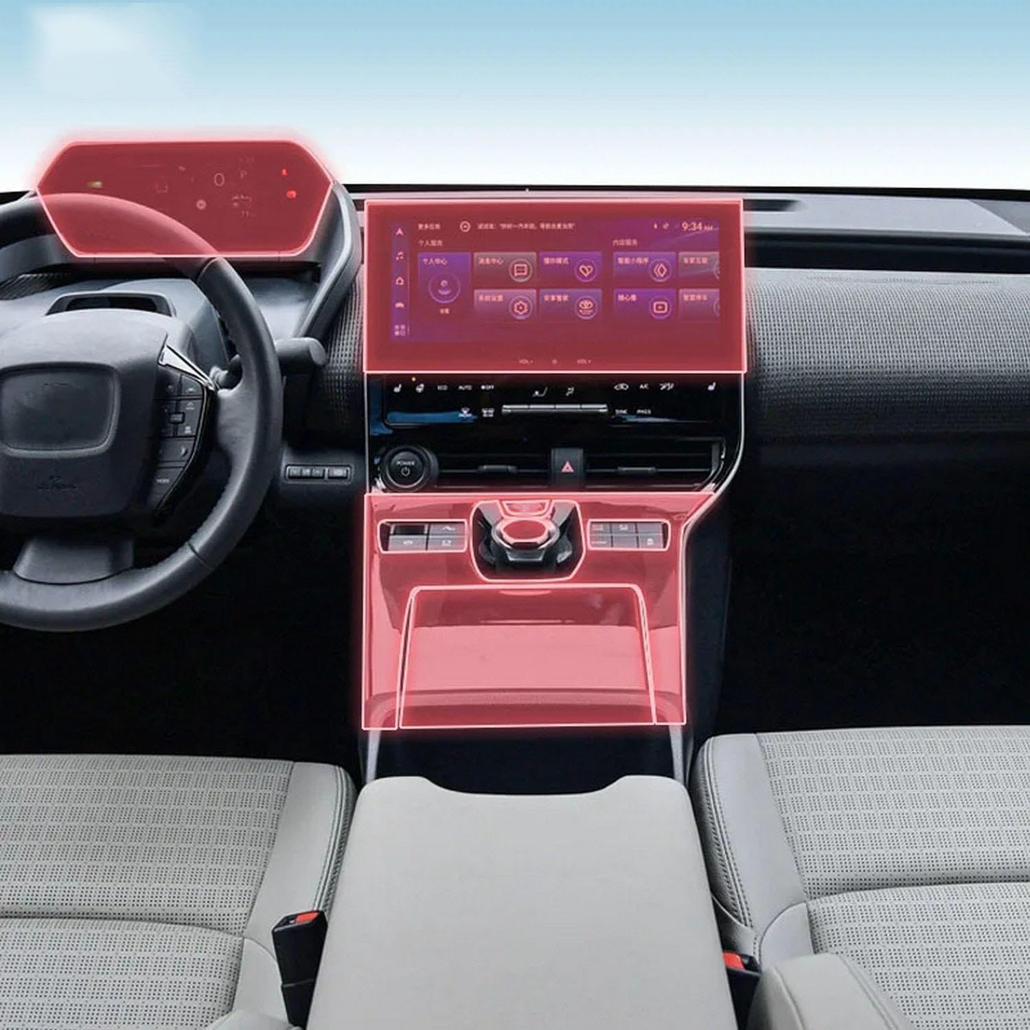 Film protection TPU anti-rayures habitacle Toyota BZ4X console centrale