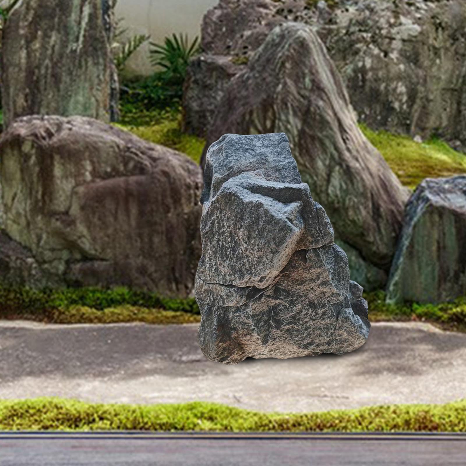 Décoration de Jardin en Fausse Pierre Grise, Faux Rocher Décoration de Jardin, Rock Gray Mountain Décoration, 33x23x23cm