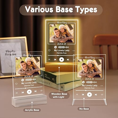 Miniatura 3 de Dreamdecor Placa personalizada de Spotify – Regalos personalizados para novia y novio – Placa acrílica grabada para álbum de fotos – Regalo ideal de