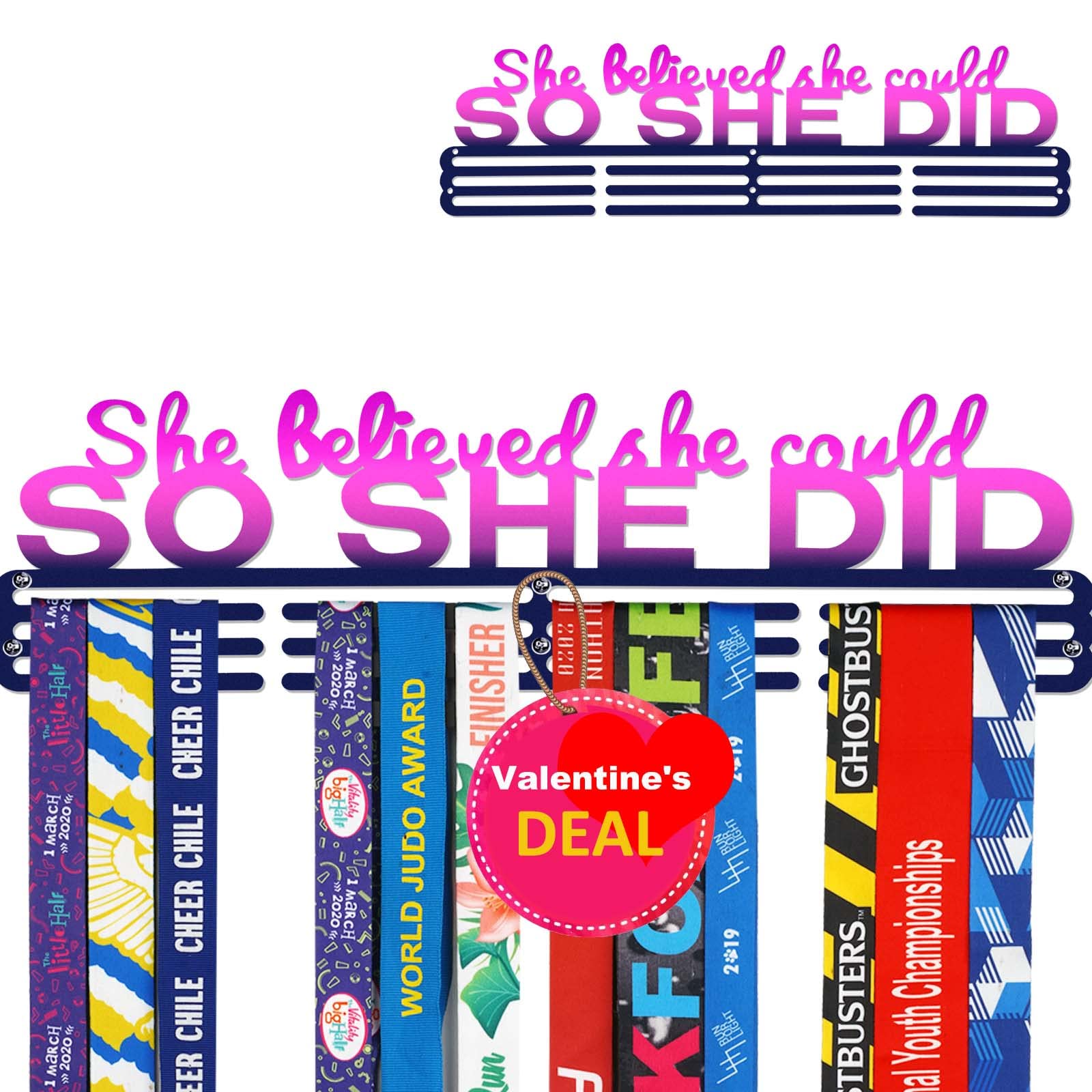 Ribbon Organizer Medal Hanger Marathon She Believed She Could So She Did Display Holder Wall - View #10