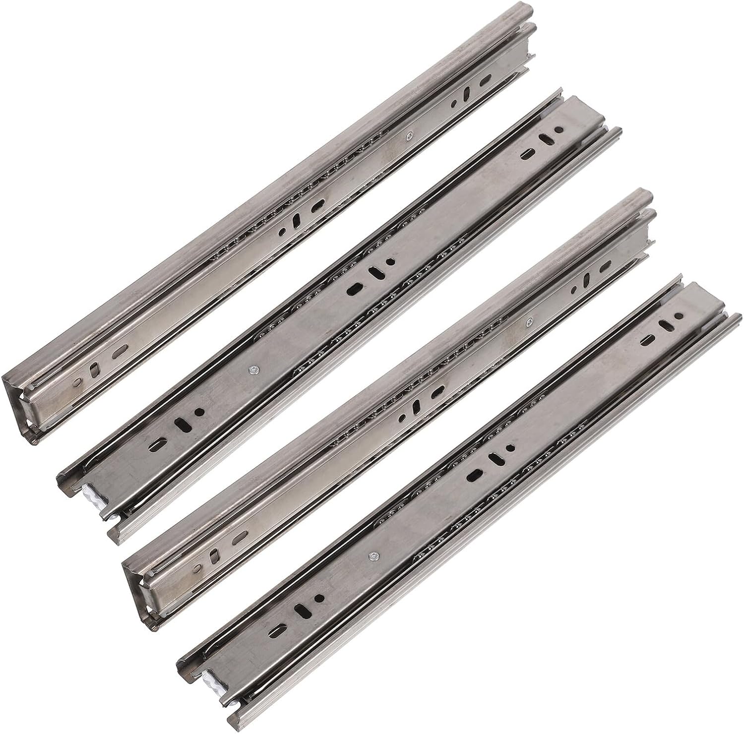 14 Inch Side Mount Drawer Slides 4pcs, 3-fold Metal Cabinet Rails, Silent Stainless Metal Glides for Vanity, Office Desk, Replacement Sliding Drawer Rails