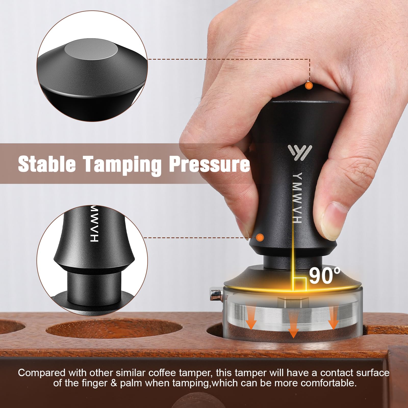 Amazon.com: Espresso Tamper de 2.295 in con resortes de repuesto de 20  lb/30 libras, color negro, cebador de café barista premium con base  ondulada de acero 100% inoxidable, compatible con Rancilio, portafiltro :