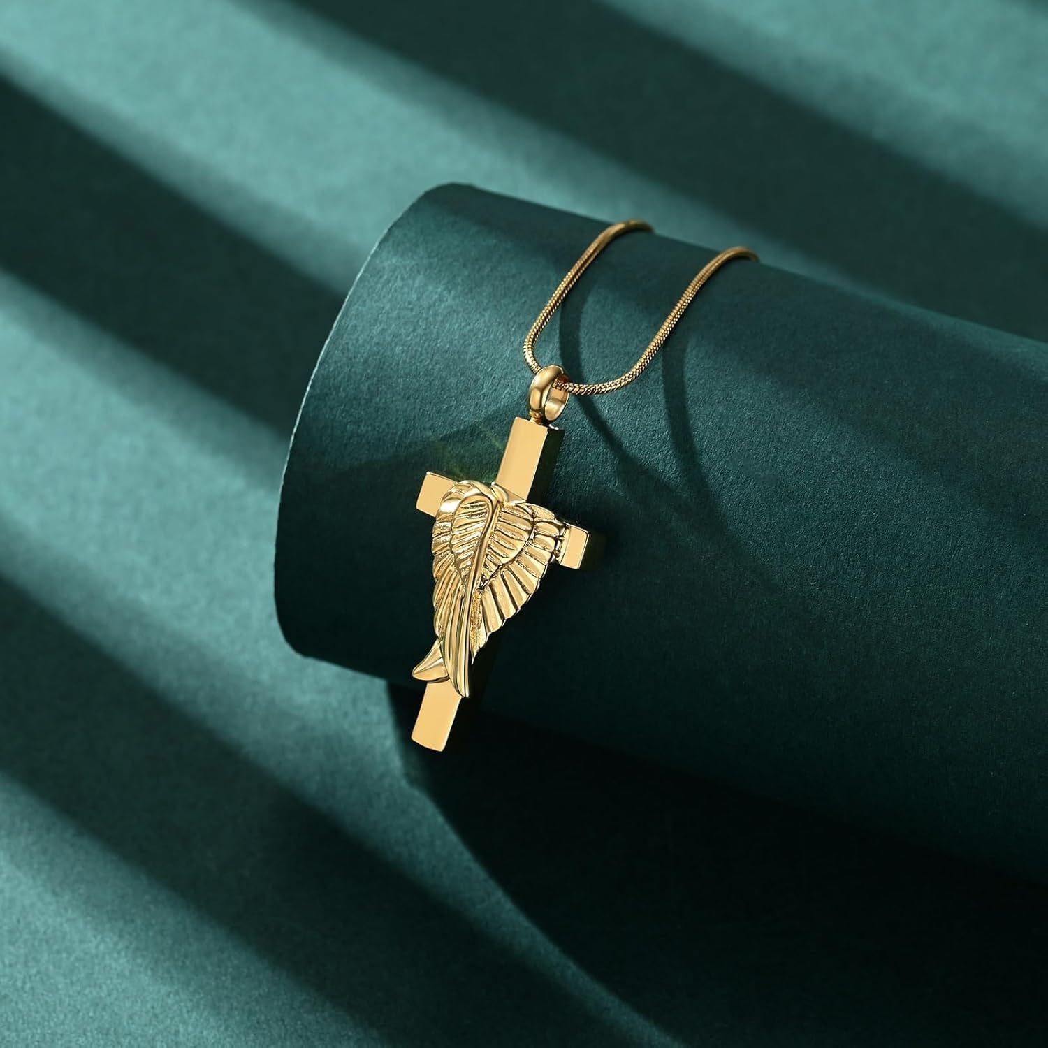 Cross Cremation Jewelry Urn Necklaces Cross Angel Wings Urn Necklaces for Ashes Memorial Keepsake Pendant for Women Men Gifts With Funnel Kit & Bag - Image 5