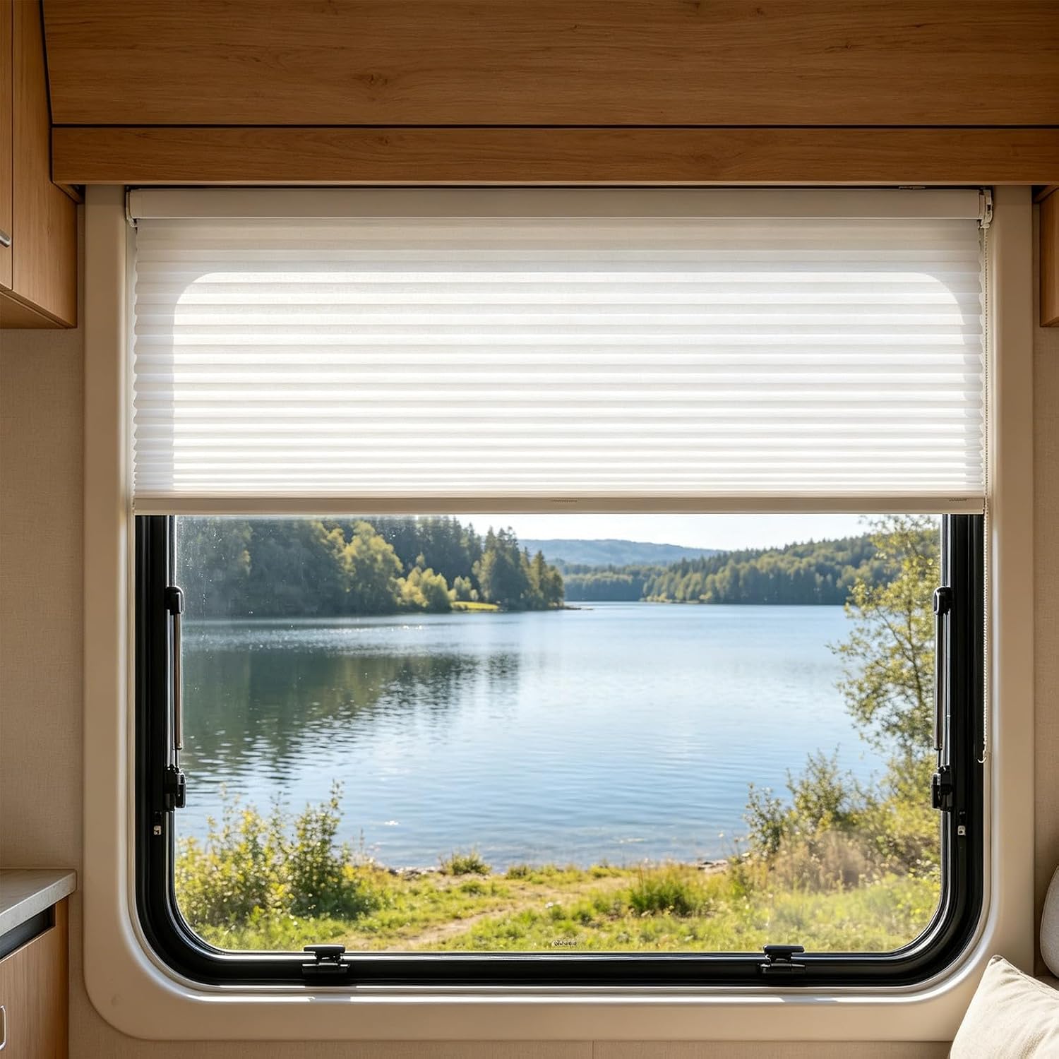 Zerodeko Rv Pleated Shades for Camper Window in White, Made of Sturdy Polyester with Easy to Clean and Wear-Resistant Features, for Camping and Travel Use