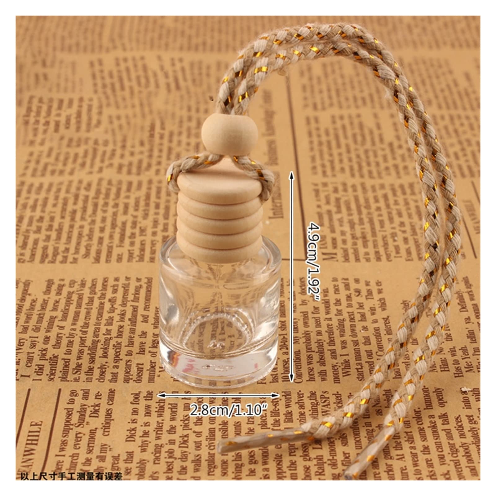 SSIMOO 10 Stück hängende Glasflasche, leer, Parfüm, Aromatherapie, nachfüllbar, Diffusor, Lufterfrischer, Duftanhänger, Ornament, kompatibel mit Auto und Zuhause (Color : F)