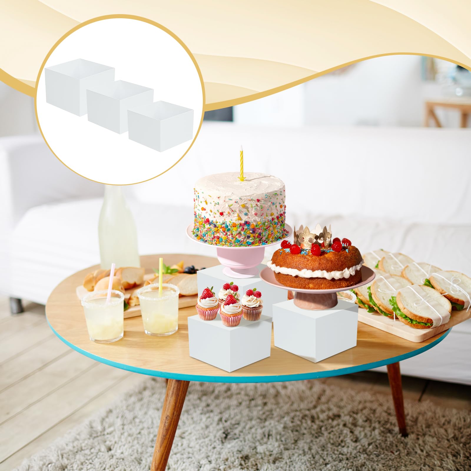 F Fityle 7 Pièces Cubes de Présentation en Acrylique Transparent, Cube Empilable Design à Fond Creux, Présentoir Polyvalent pour Pâtisserie/Collections/Cosmetiques