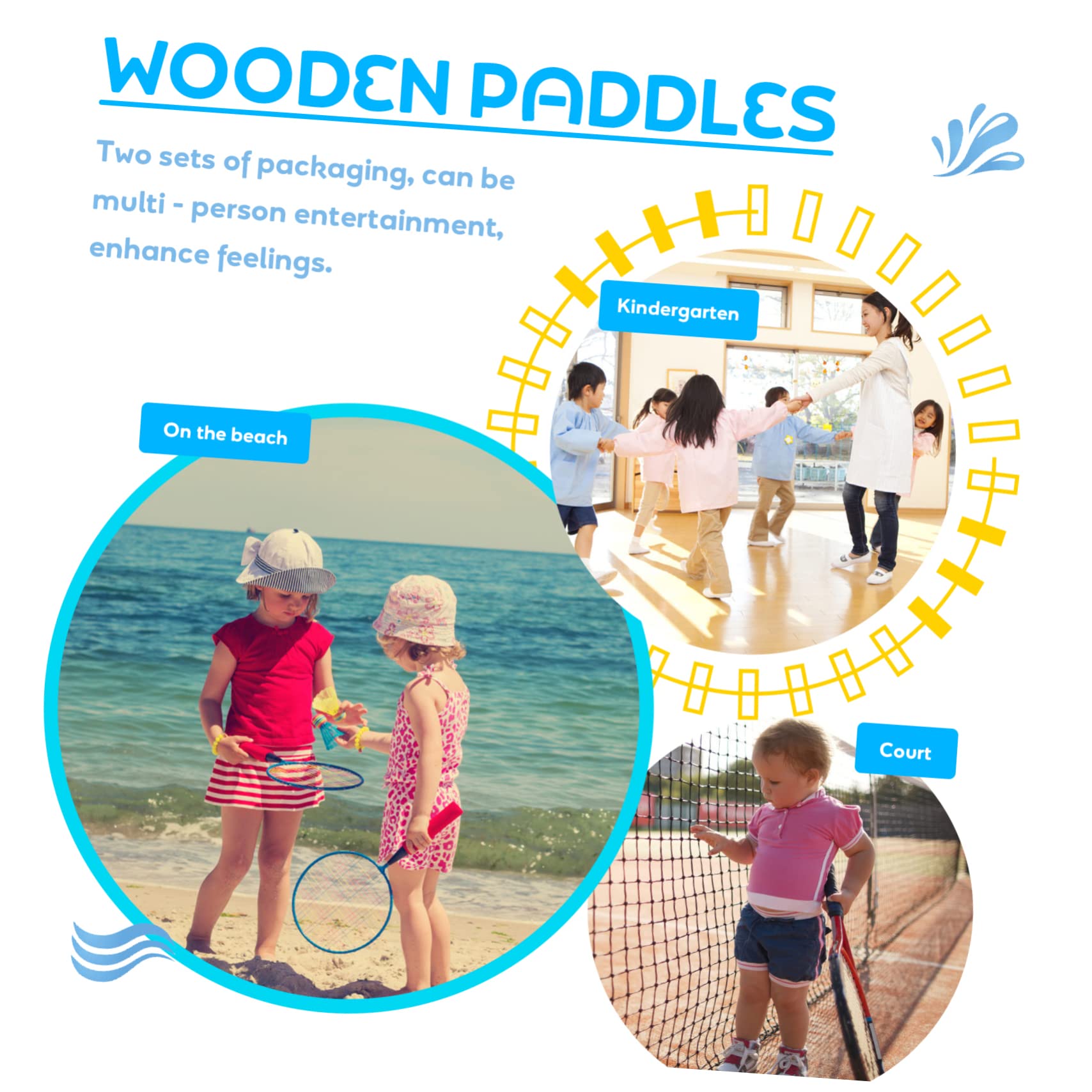 Set di Racchette da Badminton e Palla Spiaggia 4 Pezzi in Legno | Atmosfera Estiva, Giochi per Spiaggia e Gioco Spiaggia, Marrone, Portatile e Leggero