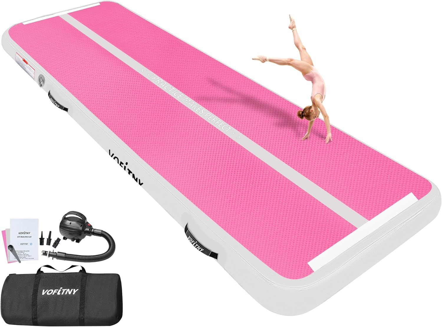 VOFiTNY All Purpose Gymnastics Mat 6.6/10/13/16/20 ft Sturdy Inflatable Tumble Track for Home/Gym
