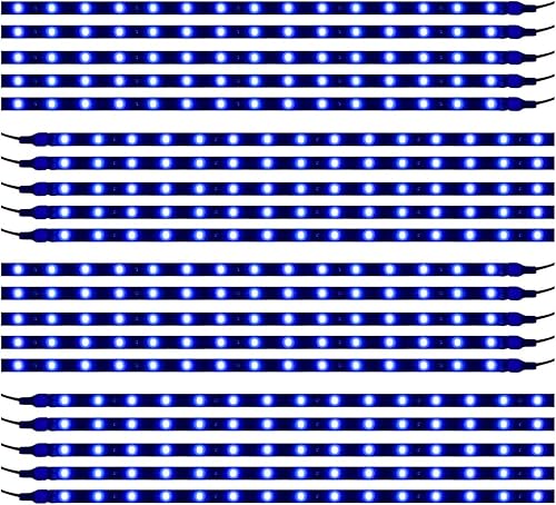 Tira de 15 luces LED de 12 V, de 30 cm, resistente al agua, flexible para parte inferior de faros de auto, azul, 20 unidades