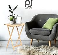 Vista 89 de PJ Wood Mesa rectangular plegable portátil para servir aperitivos, construcción de madera maciza con acabado natural (juego de 4 piezas)