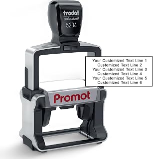 Promot Medium Professional Stainless Steel Stainless Steel Self Inking 6 Lines Custom Stamp - Personalized Office Stamp