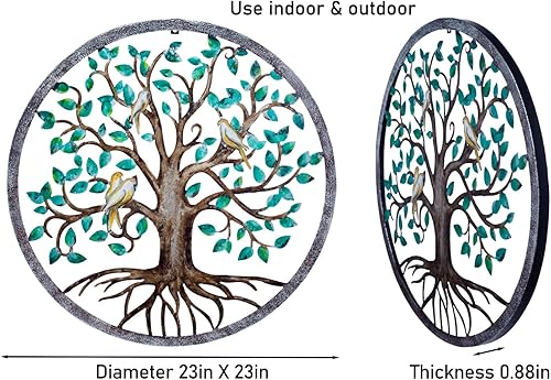 Miniatura 2 de CHINDEUISYUT Árbol de la vida - Arte de pared de metal para decoración de pared, árbol de la vida, grande, redondo, para colgar en la pared, para