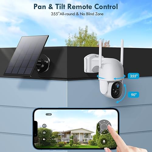 Miniatura 8 de Poyasilon Cámaras de seguridad solares inalámbricas para exteriores 3MP 2K FHD cámara para exteriores inalámbrica 24G Wi-Fi 360 View Pan Tilt