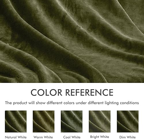 Miniatura 5 de Royoliving Manta de forro polar suave, tamaño Queen, color verde oliva, de 400 GSM, manta gruesa de franela para sofá, cama, manta pesada y cálida