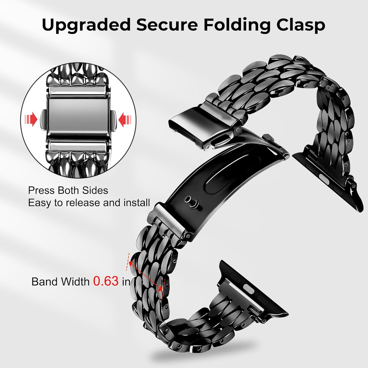 HANDODO Stainless Steel Band for Women Apple Watch Series 10 9 8 7 6 5 4 3 2 1 SE SE2 Ultra 2, Luxury Replacement Metal Strap Bracelet Wristband for 38mm 40mm 41mm 42mm 44mm 45mm 46mm 49mm iWatch