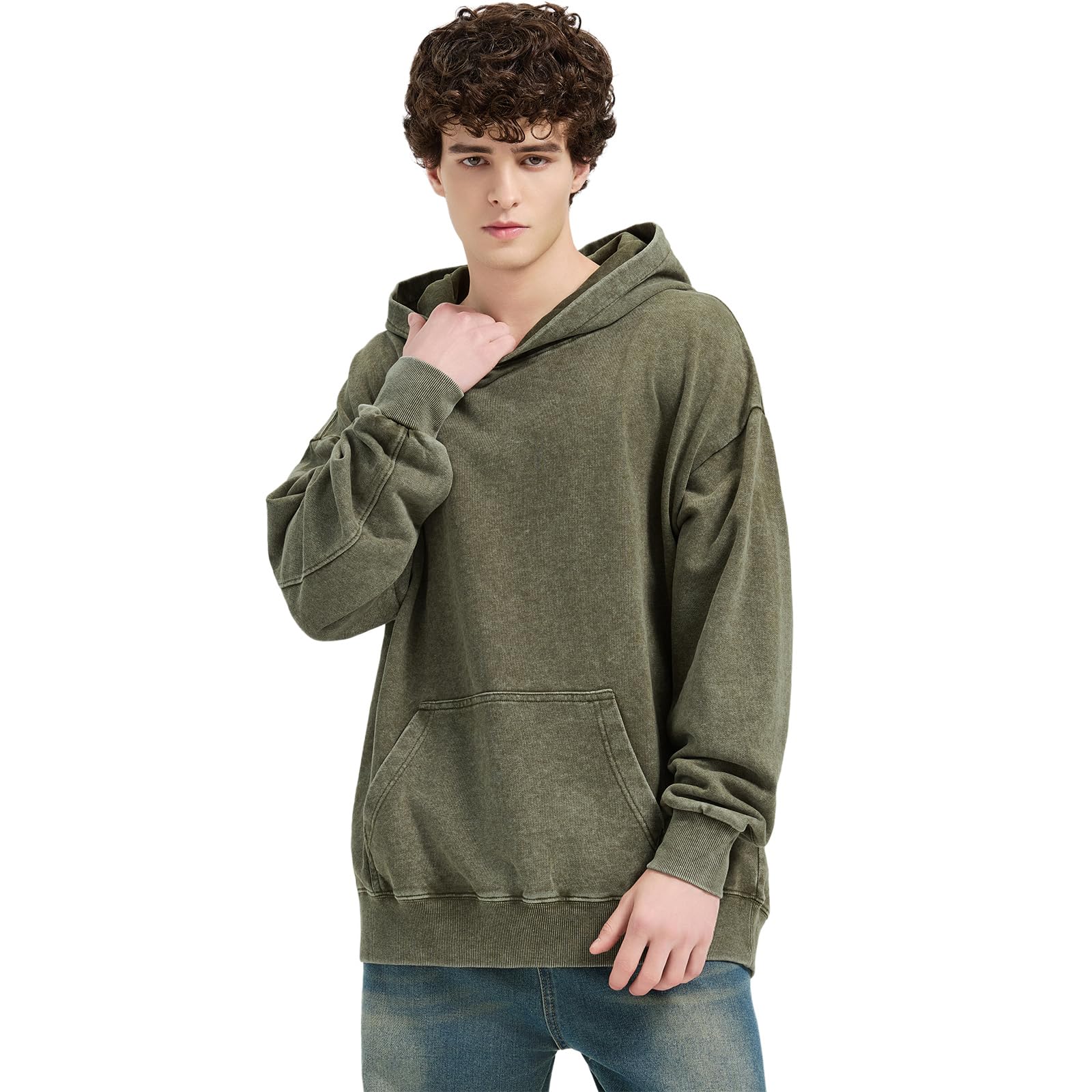 Felpe con cappuccio oversize per uomo donna pullover felpe lavaggio acido vintage vestibilità ampia unisex abiti in cotone