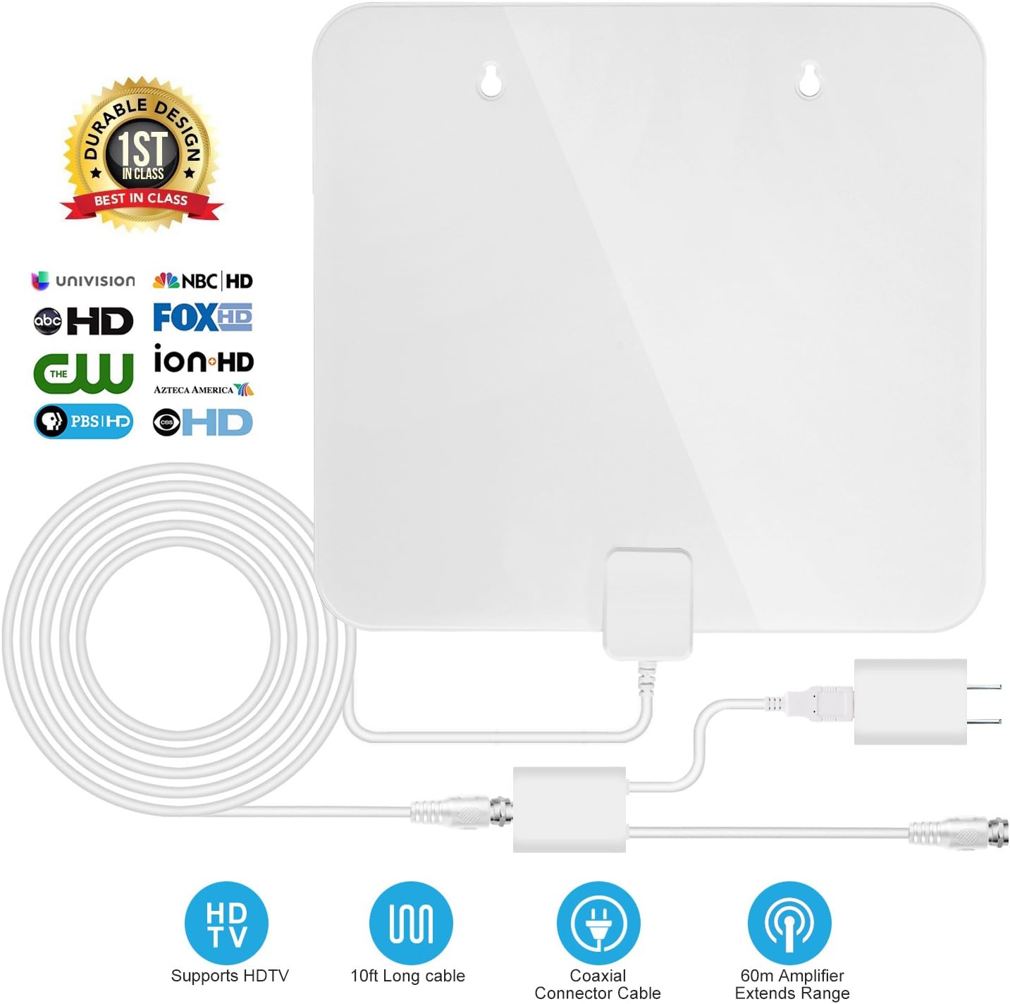 TV antenna for digital TV indoor, Digital Antenna, Aluminum Foil HDTV Antenna, 60+ Miles Indoor TV Antenna With Detachable Amplifier Booster, 1080P High and More Stable Reception