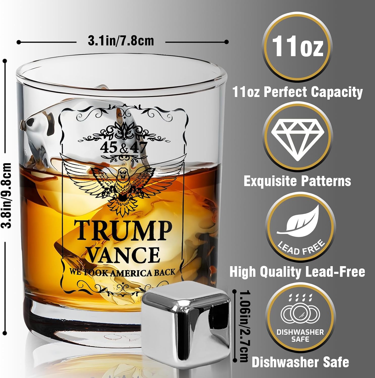Whiskey Glass,Father's Day Gifts for Dad from Daughter,Son,Gifts for Dads Birthday,11oz Whiskey Rock Bourbon Glass,Birthday Present for Men,Women,for Wine,Vodka,Spirits - Image 2