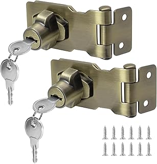 2Pcs Keyed Hasp Locks 2.5 Inch Twist Knob Keyed Locking Hasp, Metal Safety Hasp Latches Keyed Different for Small Doors, Cabinets (Bronze)