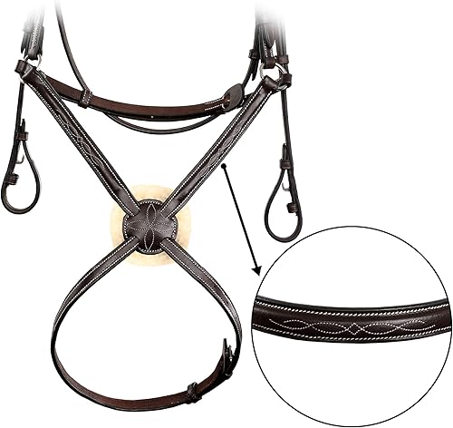 Miniatura 5 de Exion Figura 8 - Brida de caballo con riendas de cuero  Brida de salto inglesa con banda nasal de figura 8  Brida ecuestre negra y marrón para