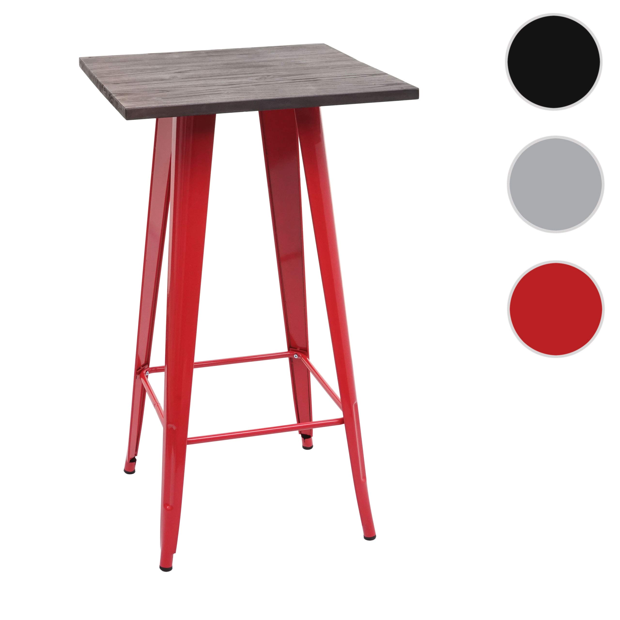 Mendler HWC-A73 - Mesa alta (madera, 107 x 60 x 60 cm), color rojo