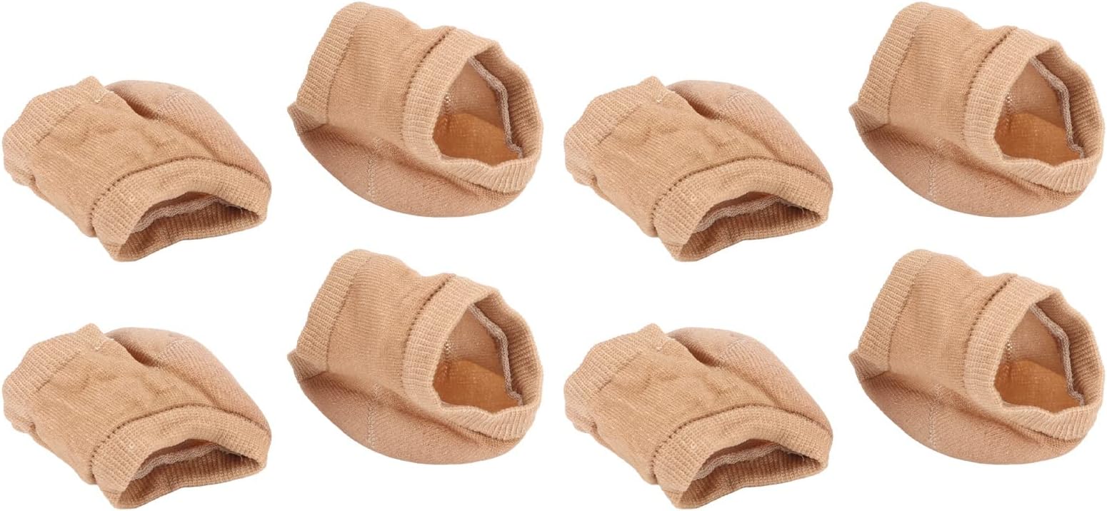 DNEIMoisturizing Heel Socks, Stretchy Polyester Spa Gel Socks 4 Pair Comfortable Repair Cracked Heels Toeless for Foot Treatment Care (Skin Color)