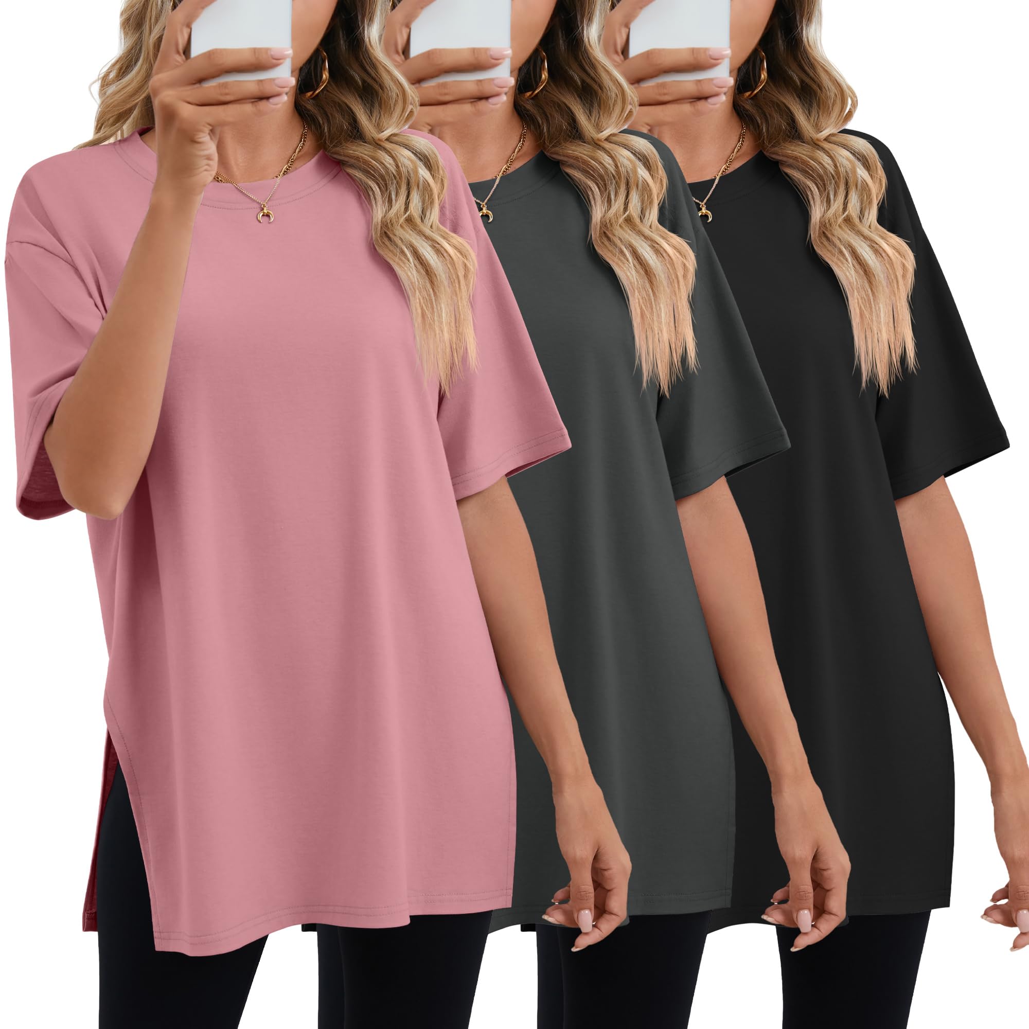 Huukeay 3 Pack Women Oversized Gym Tee
