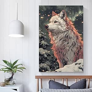 NIUZWDE Toile Murale Loup – Impression Sur Toile Et Impressions – Décoration Murale Cool Pour Chambre – Cadre : 60 X 90 Cm