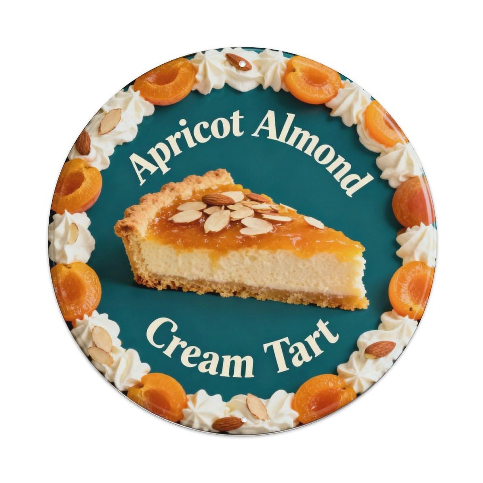 Apricot Almond Cream Tart Metal Tin Sign Plaque