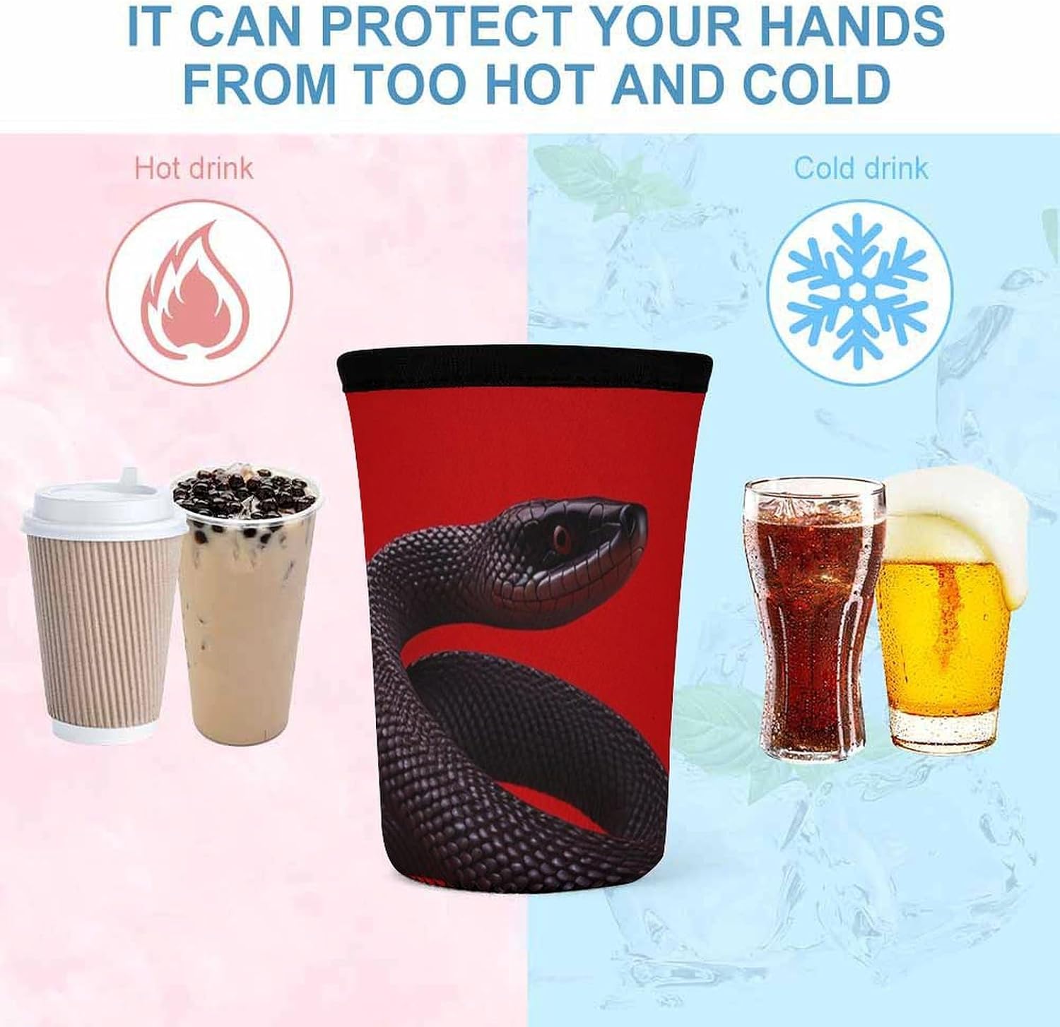 3 Pack Neoprene Cup Sleeves, Stretchy Reusable Drink Cup Cover Universal