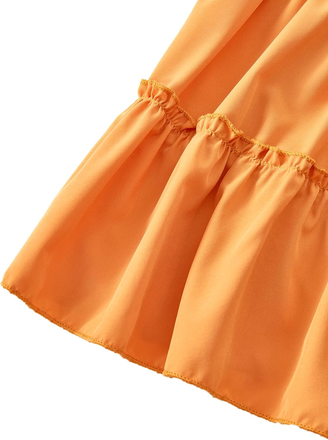 Girls Summer Dress Midi Casual Ruffle Flowy Square Neck Swing Tiered Smocked Tween Dresses for 6-15 Years Orange 12-13 Years image 6 of 8 B0F6NGNWV3