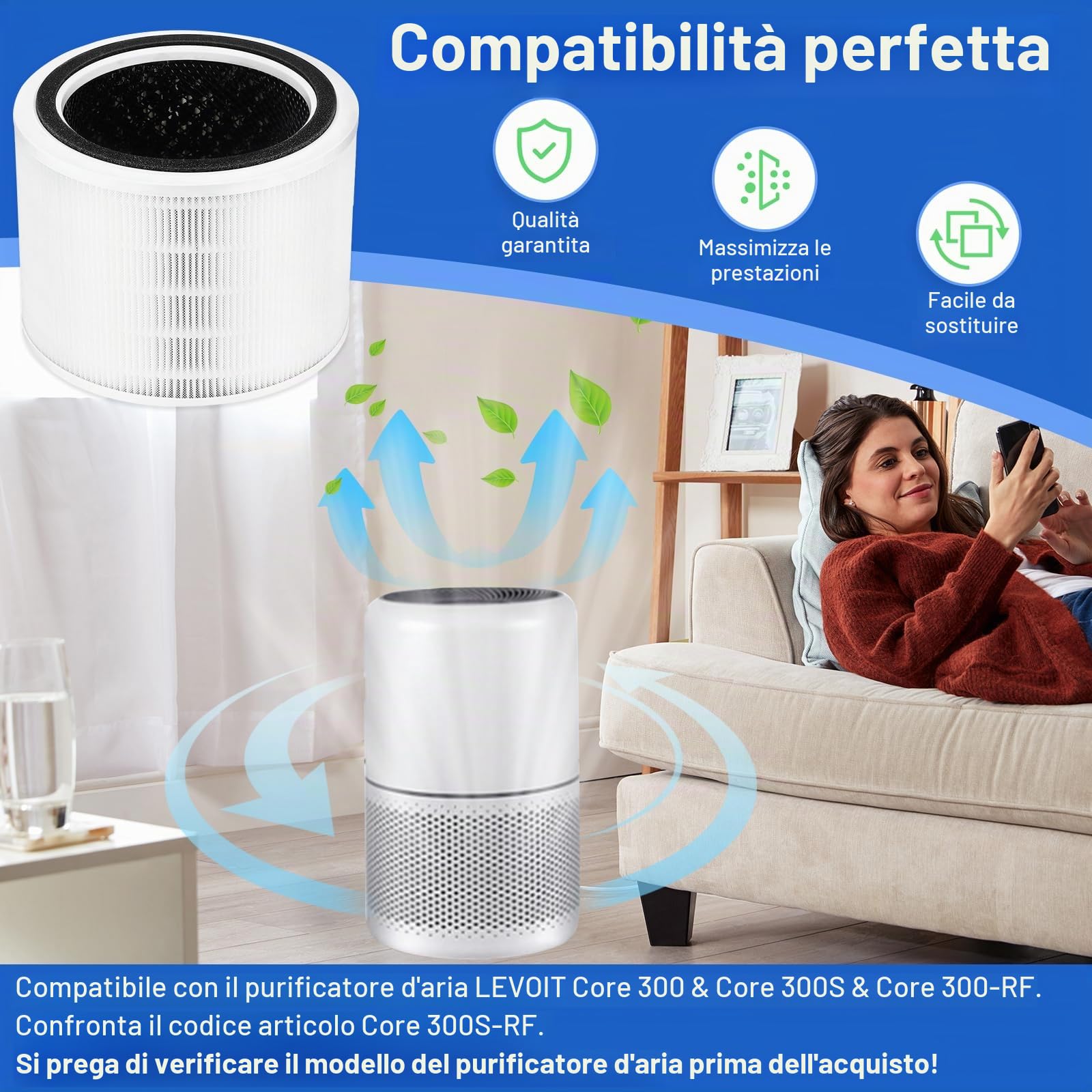 Core 300 Filtro di Ricambio H13 Compatibile con LEVOIT Core 300 Core 300S