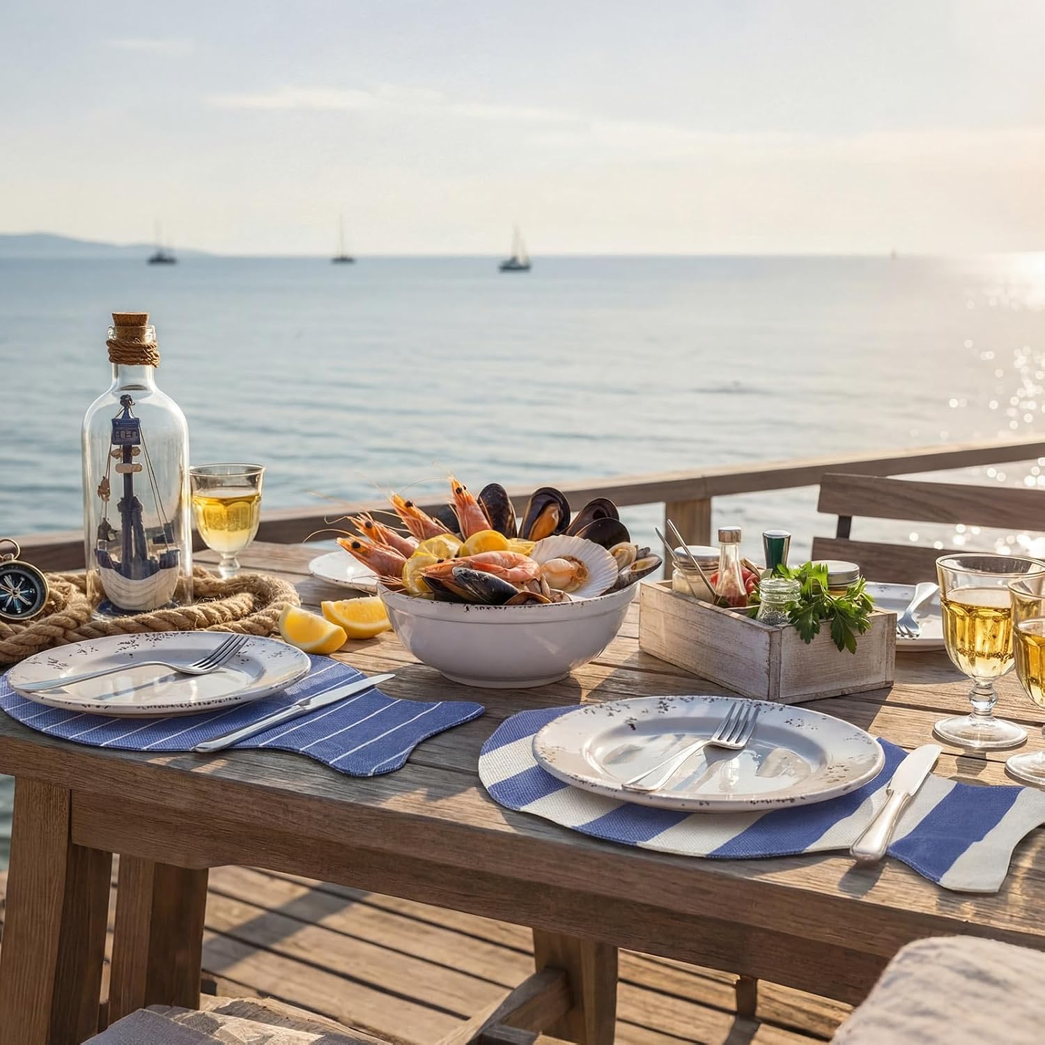 Set of 12 Fish Placemats Blue Ocean Table Mats Double-Layer Summer Nautical Coastal Table Place Mats for Kitchen Dining Room Home Party Indoor 12x16.5 Inch
