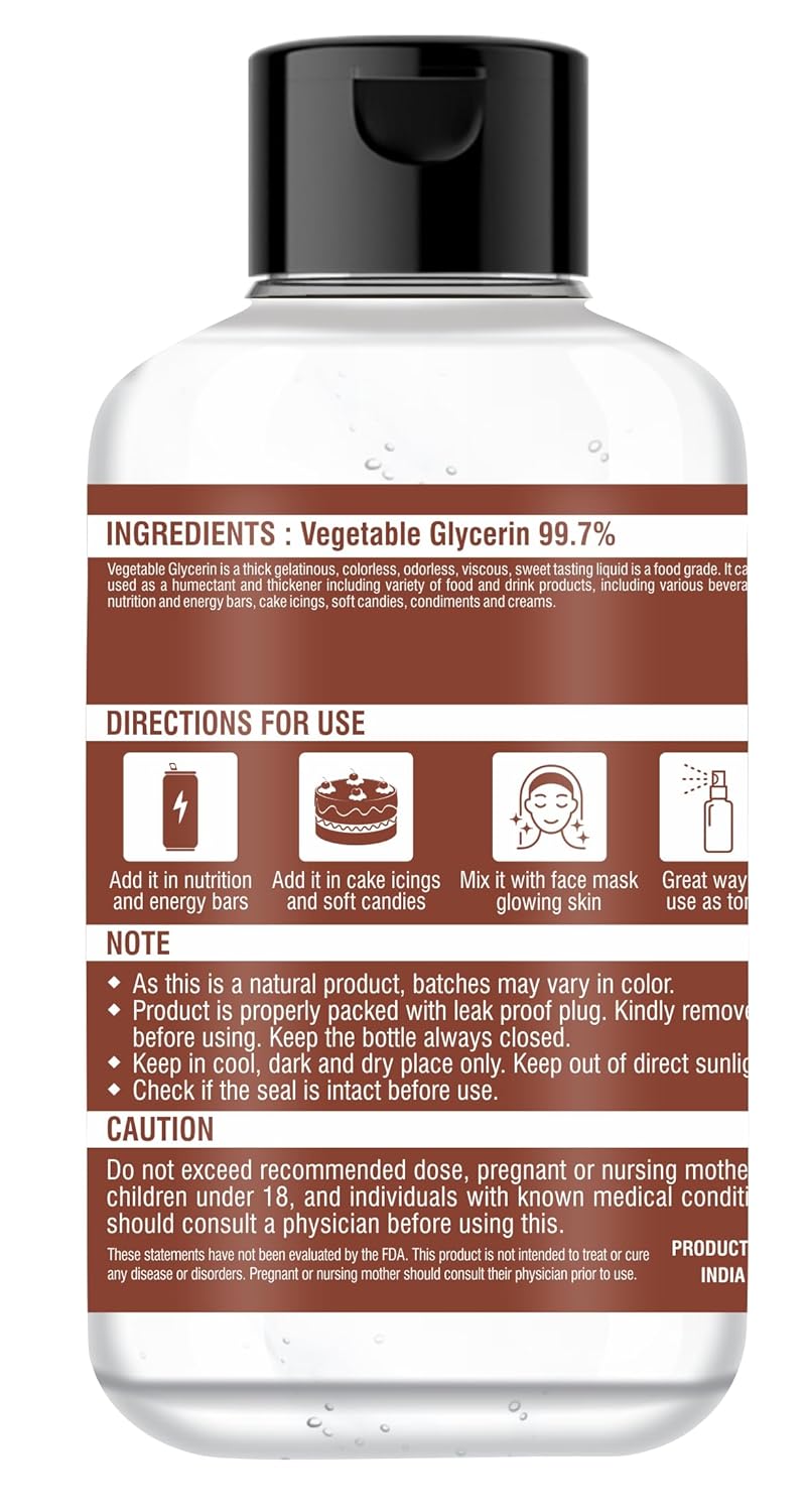 Holy Natural Organic Vegetable Glycerin (300ml), USDA Certified Vegetable Glycerin, Non-GMO, Kosher, Food Grade/Cosmetic Grade, For Skin, Hair, Crafts, and Soap Base Oil.