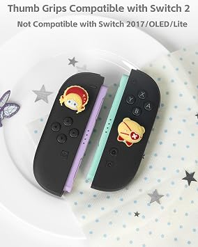 親指グリップキャップ Switch 2用 ジョイスティックカバー Nintendo Switch 2コントローラー用 ソフトで快適なグリップ 滑り止めテクスチャ 4個パック バニーベア レッド イエロー