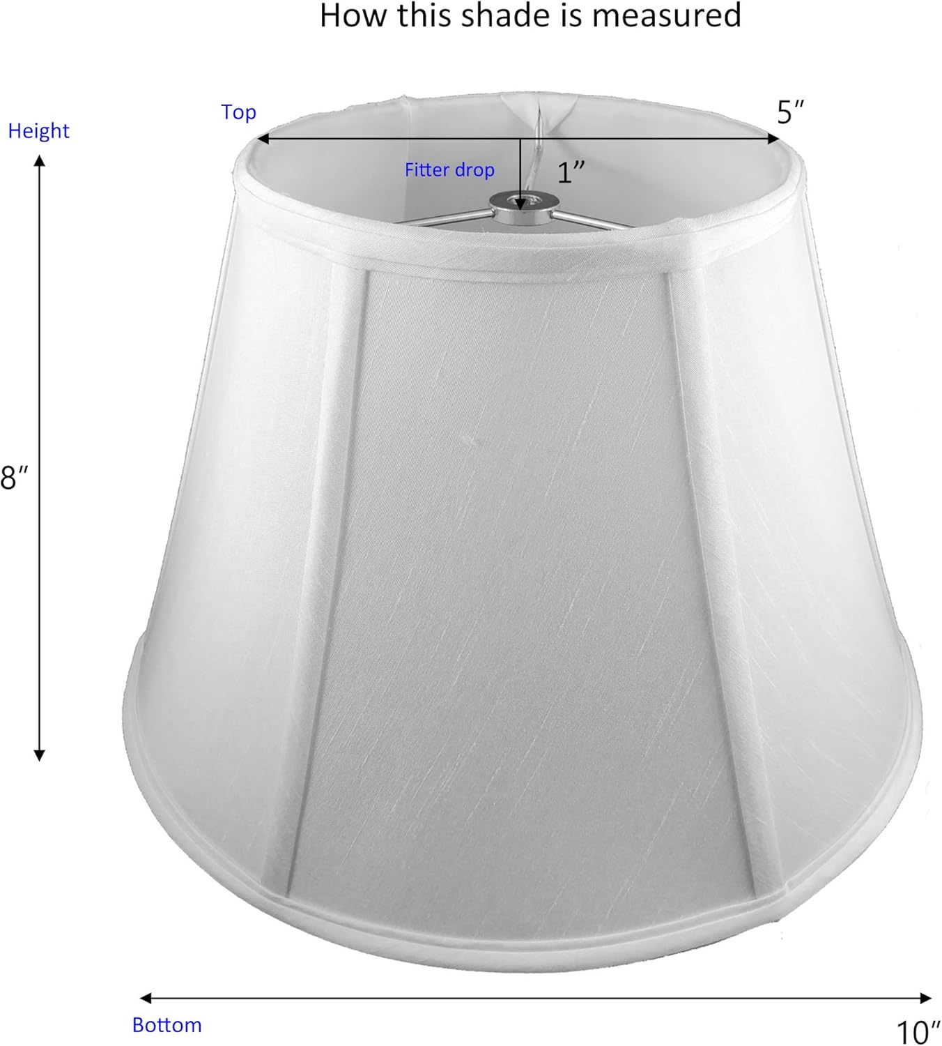 American Pride 5"x 10"x 8" Round Soft Shantung Tailored Lampshade, Light Beige