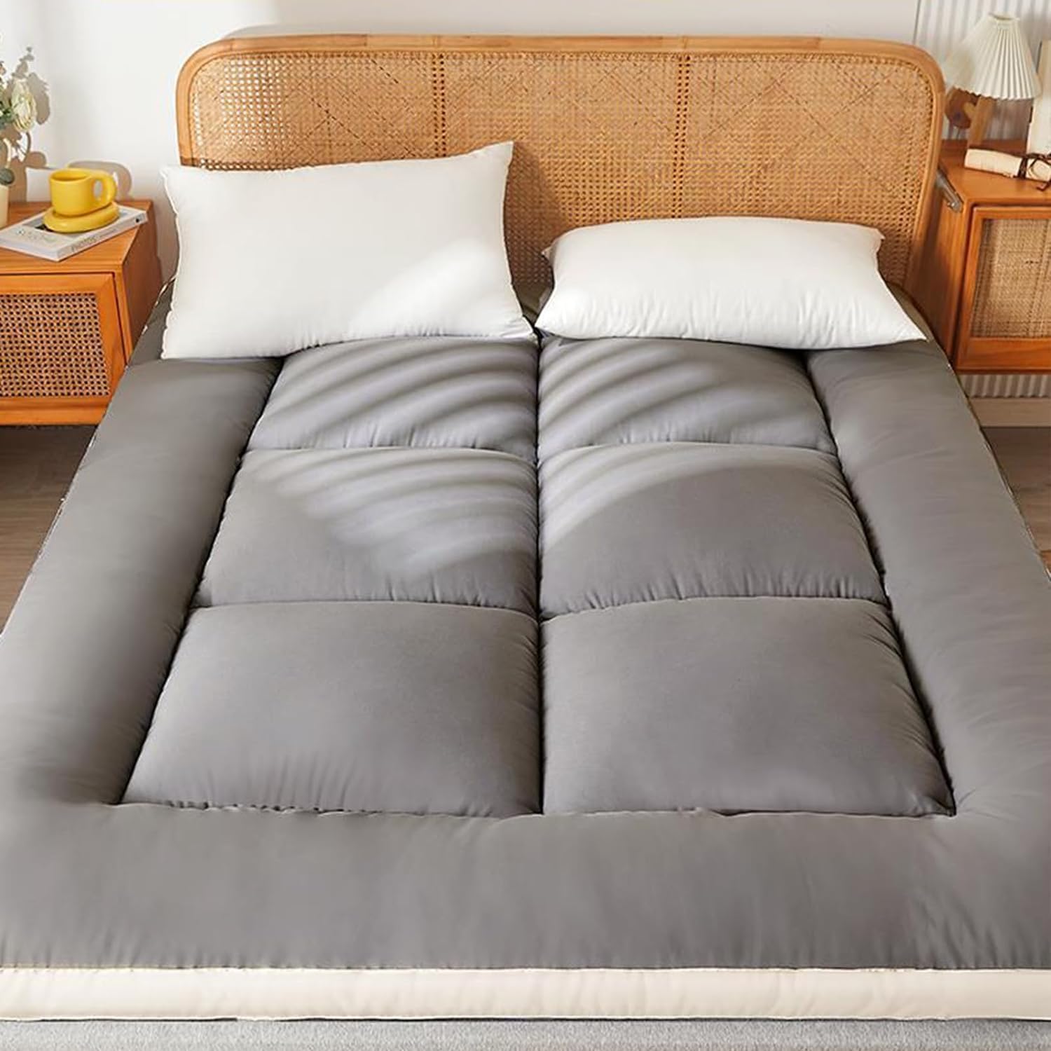 Japanische Futon-Matratze Bodenmatratze Schlafmatratze Tragbare Roll-Up-Camping-Matratze Bodenmatratze Shiki Futon Camping-Matratze für Gästematratze,Gray 1,120x190cm