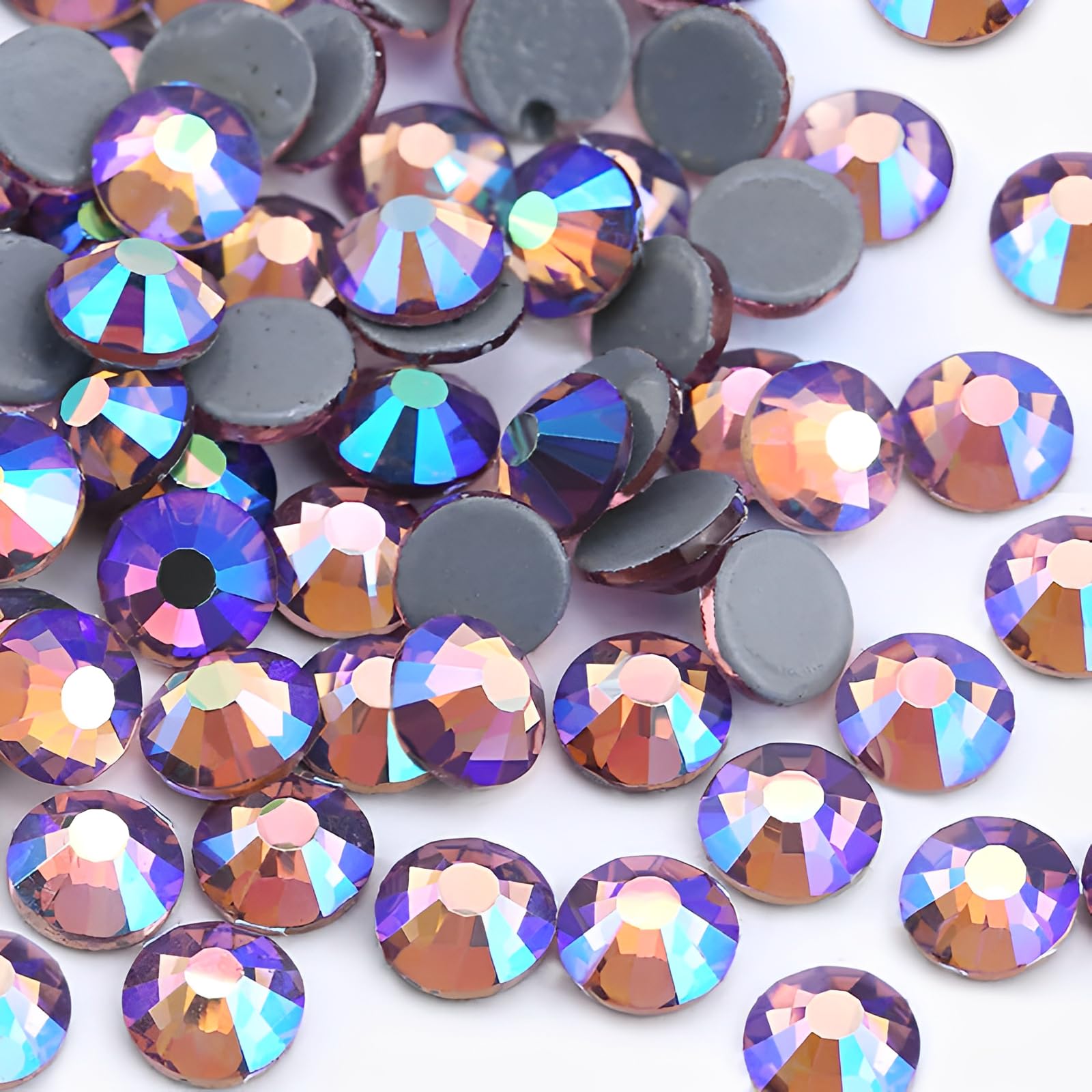 Jollin 2880pcs Hotfix Crystal Flatback Rhinestones Glass Diamantes Gems for Crafting Art Crafts Decorations Clothes Shoes 4.8mm SS20 Light Purple AB