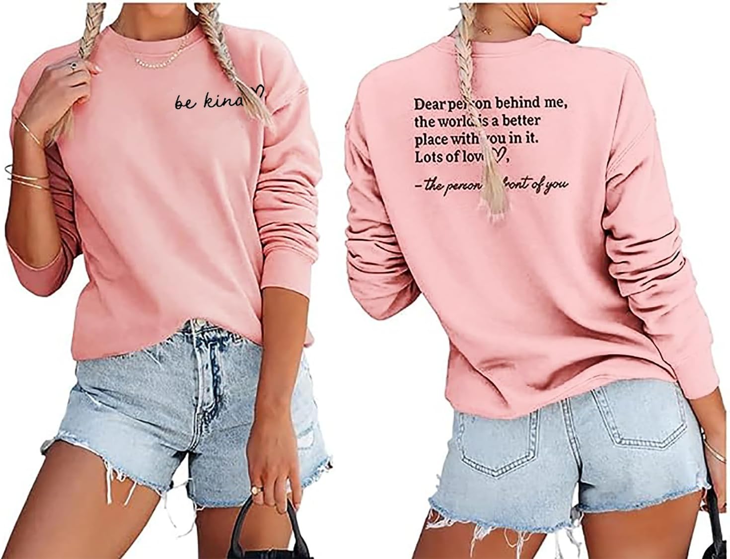 HEYO Women You Matter Sweatshirt Dear Person Behind Me Pullover Shirt Casual Be Kind Inspiration Positive Lightweight Tops