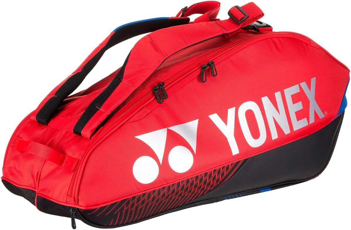Yonex Pro Racquet Bag 6, paquete de viaje con múltiples compartimentos para 6 raquetas de tenis, correas de transporte para mochila/asa de agarre (BAG92426)