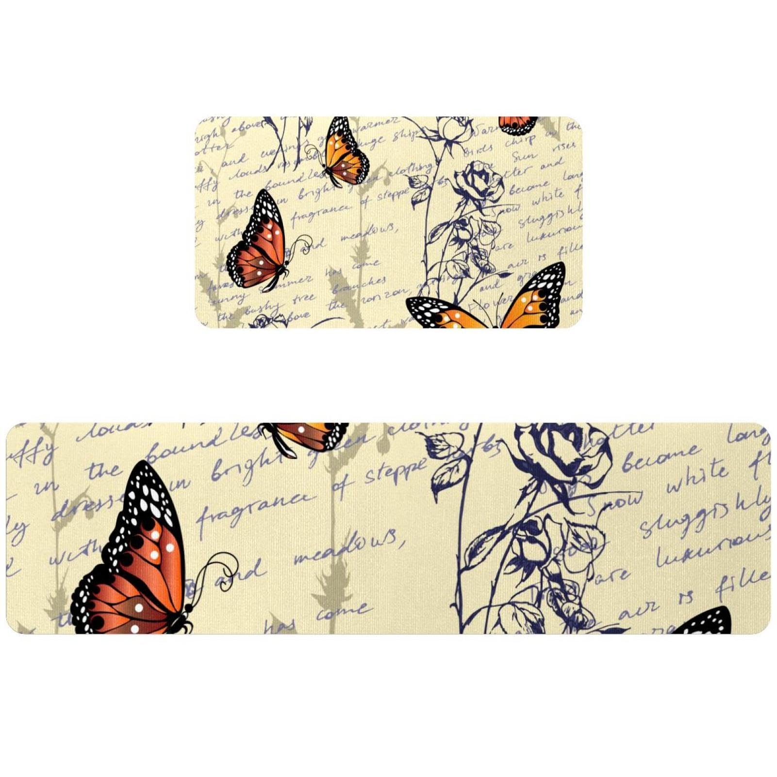 Tapis de cuisine fleur et papillon idéal pour embellir et protéger votre couloir et buanderie