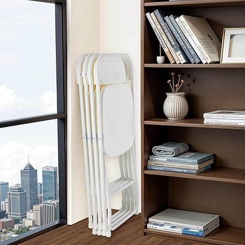 Miniatura 7 de Simple Deluxe Paquete de 4 sillas plegables de plástico, asiento portátil plegable apilable con marco de metal de capacidad de 330 libras, comercial