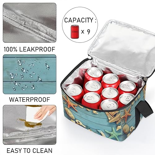 Miniatura 5 de QsirBC Bolsa de almuerzo aislada con temática oceánica de madera para mujeres, reutilizable, bolsa cuadrada de comida para adultos y hombres,
