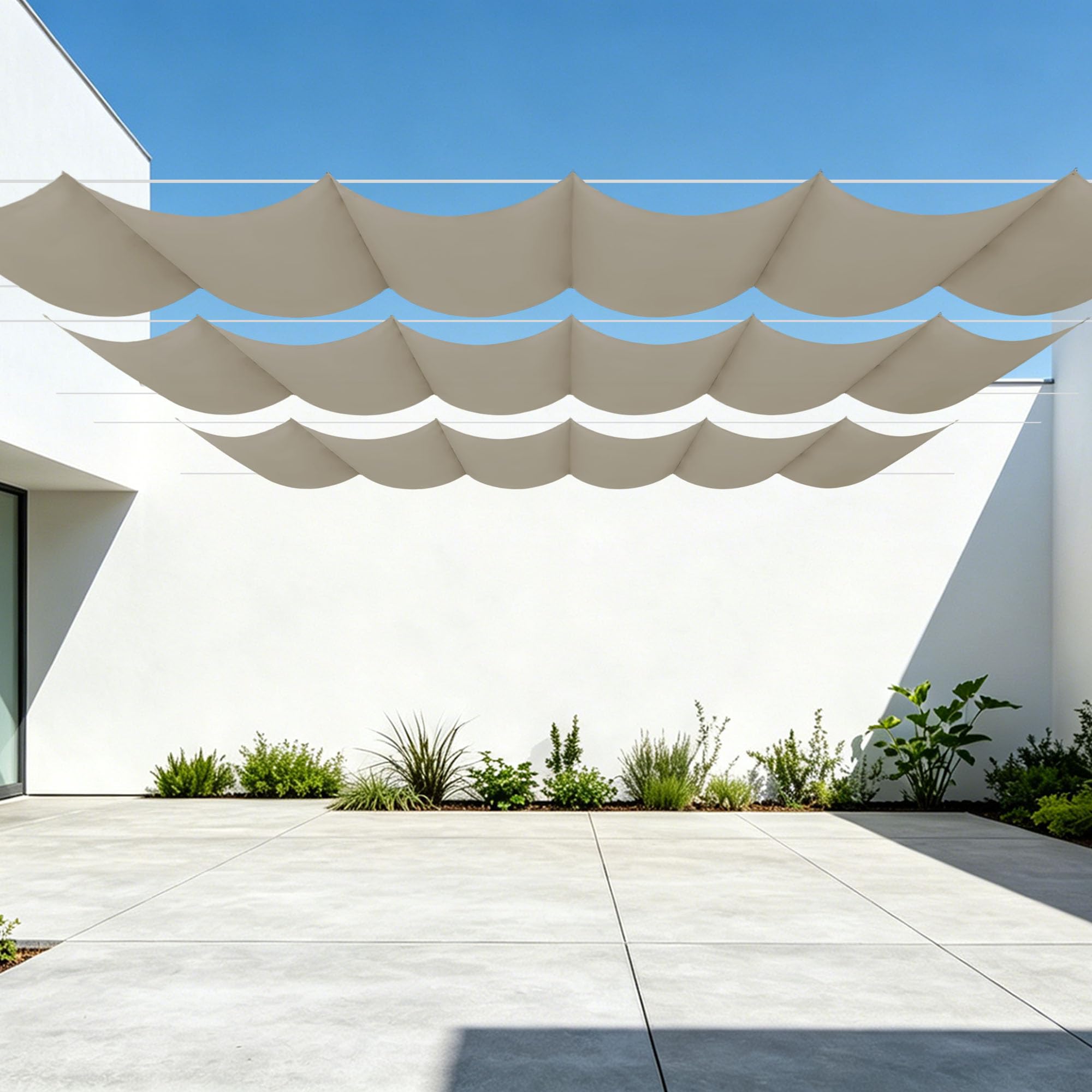 Voile ombrage terrasse taupe 550x650 pare-soleil avec cordons