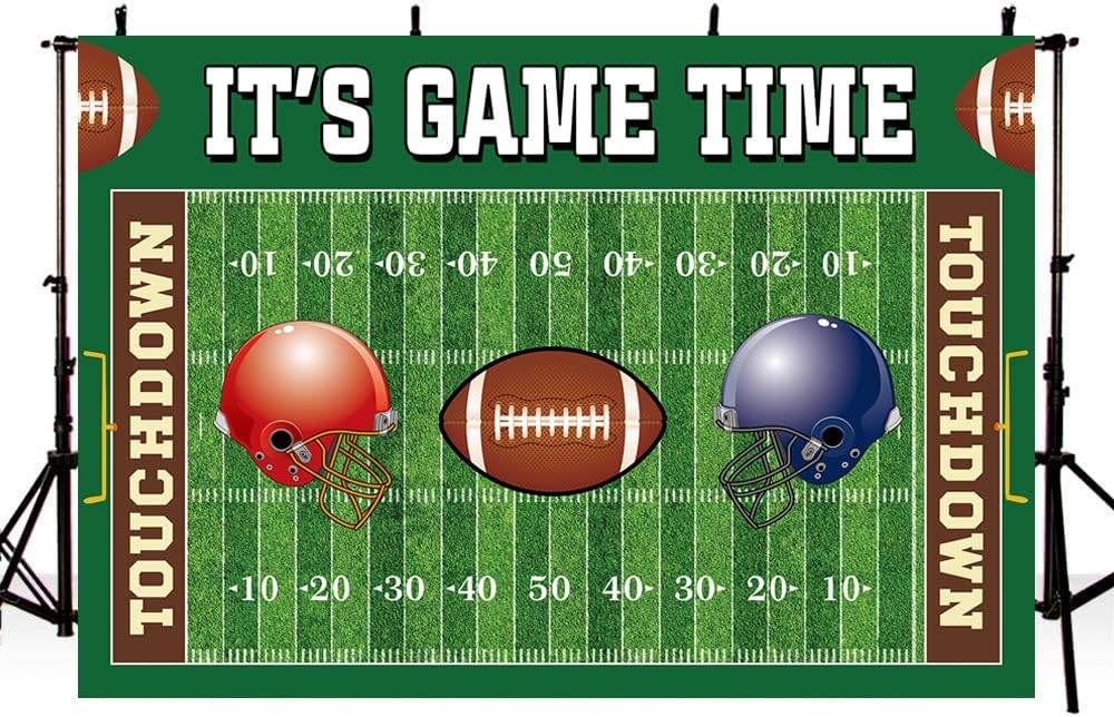 Football Backdrop It's Game Time Party Backdground Football Birthday Banner Touchdown Sport Party Decorations Boy Birthday Party Backdrop 8x6FT