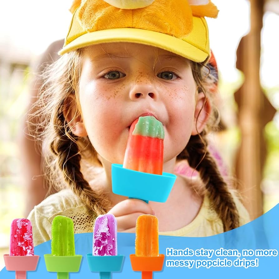 Ice Pops Hebalg 4pcs Silicone Popsicle Holder For Kids, Drip Free