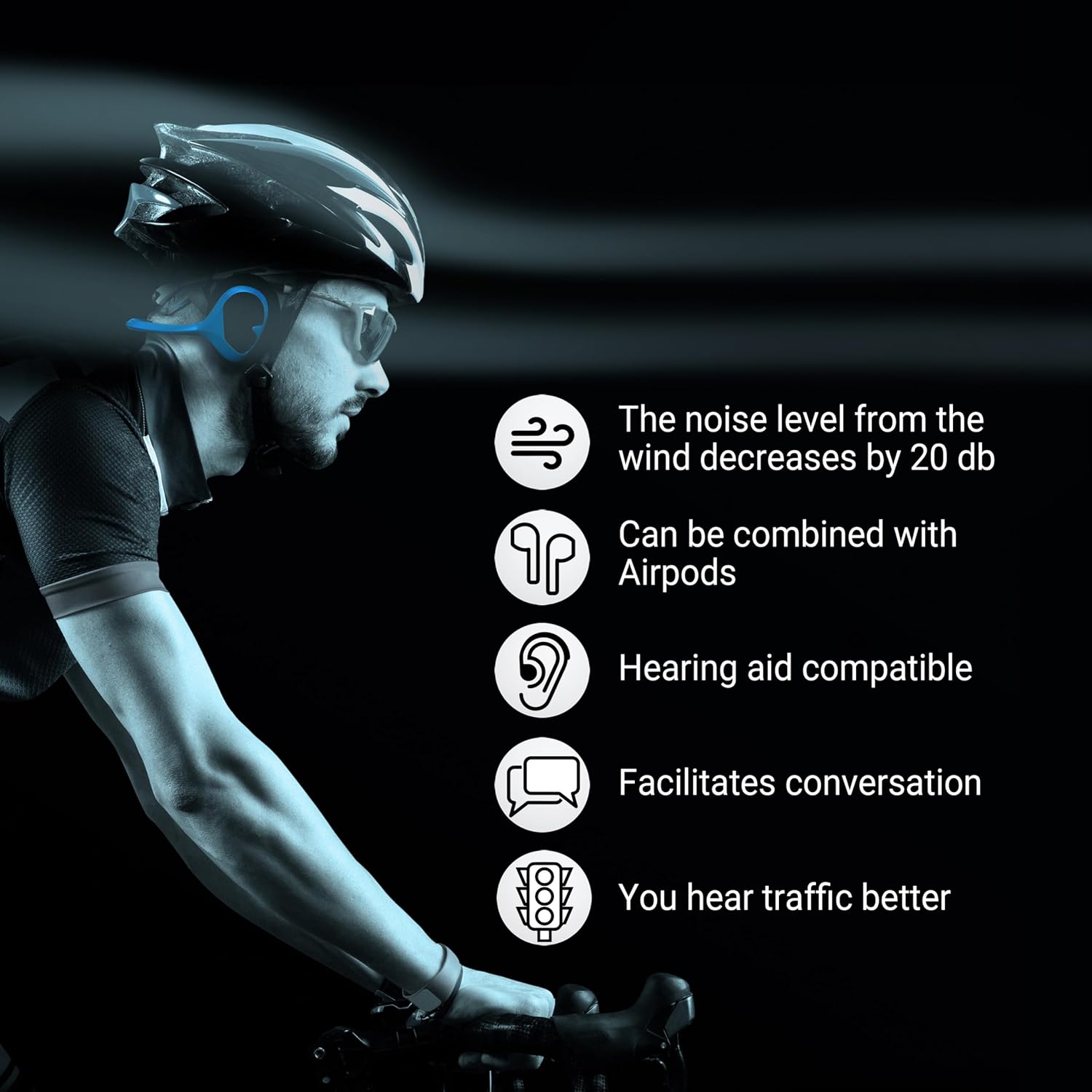 bike helmet noise reduction Windfree Wind Reducer for Cycling Ear Wind Deflector for Wind Noise Lightweight Ear Wind Protection, Universal Fit, Black Suitable for Hearing Aid Users : Tools Improve your hearing and your ride using our Hear Clear Wind Deflectors Wind noise reduction - Training
