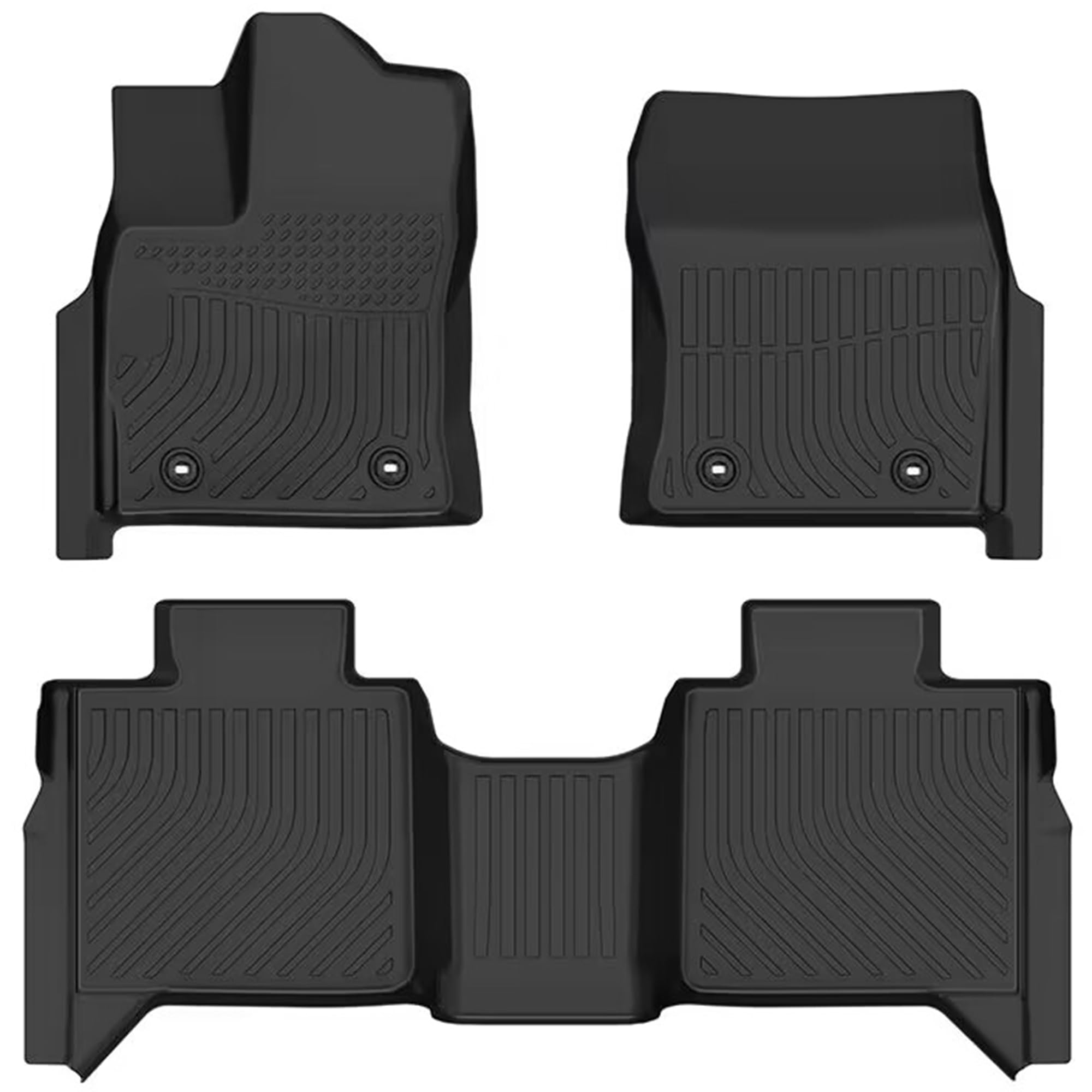 Weize Floor Mats for Toyota Tundra 2022-2024 (Only for CrewMax Cab), All Weather 1st and 2nd Row TPE Car Mats Full Set of 3 Mats