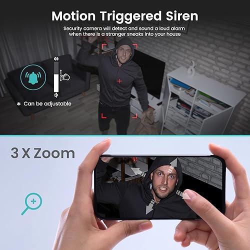 Miniatura 5 de litokam Cámaras interiores para seguridad del hogar con visión nocturna, cámara para mascotas con aplicación de teléfono, cámara de seguridad WiFi