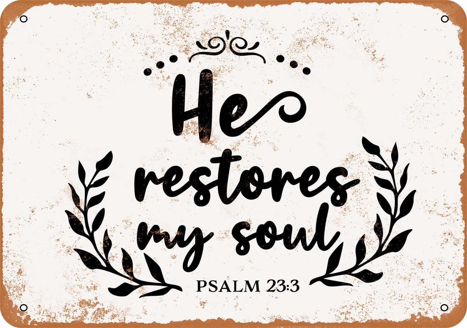 Miaomansenstore Metal Sign - He Restores My Soul - Vintage Look Home Decor